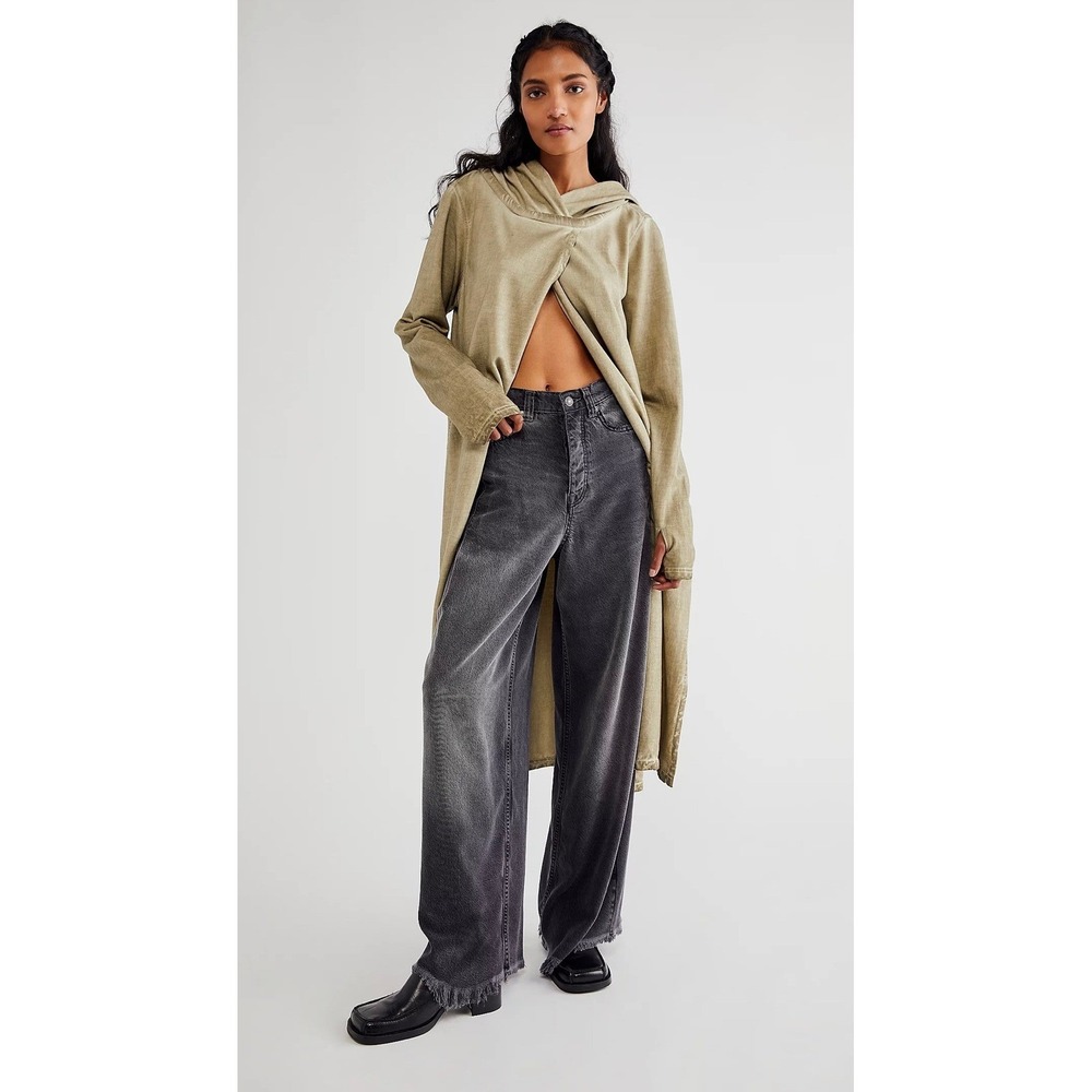 Nicholas K Andes Sweat XL Sand Hooded Longline Duster Wrap‎ Gorpcore Avant Garde